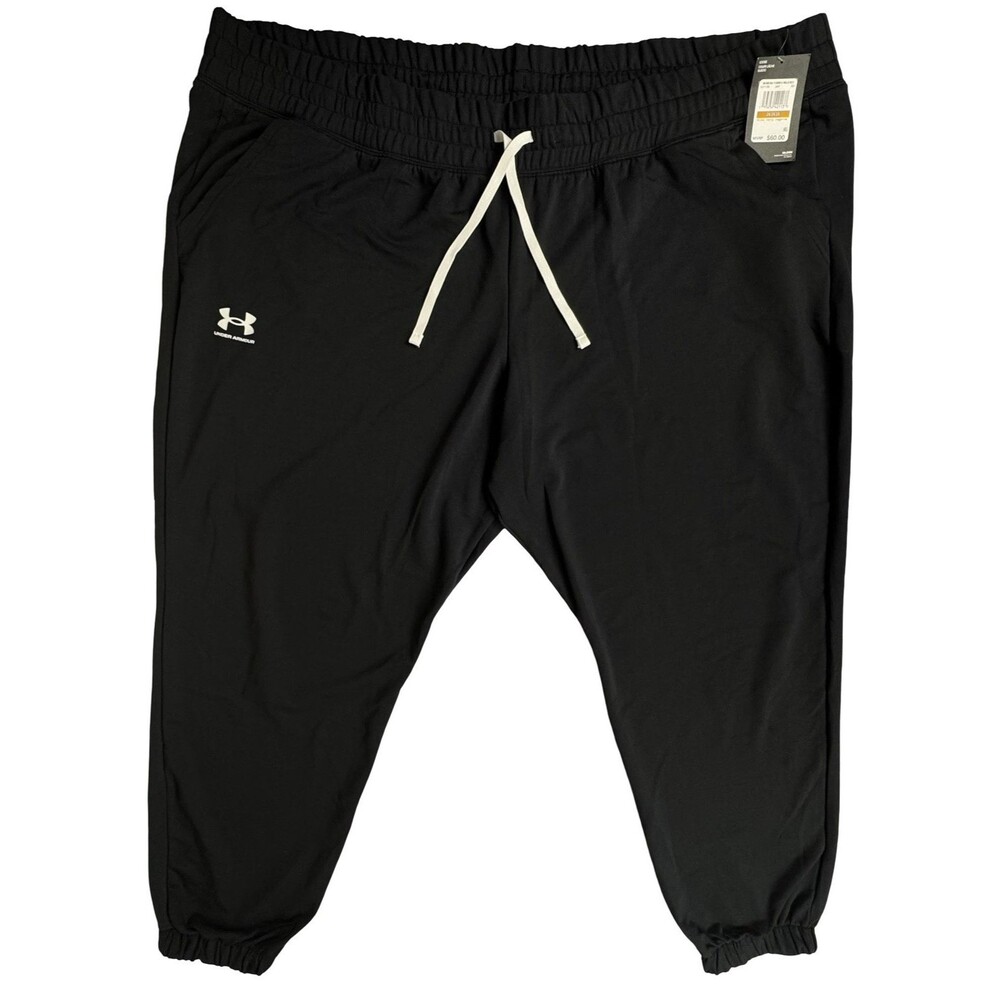 Under Armour Mens 3XL UA Rival Terry Joggers Sweatpants Track Black Athletic New